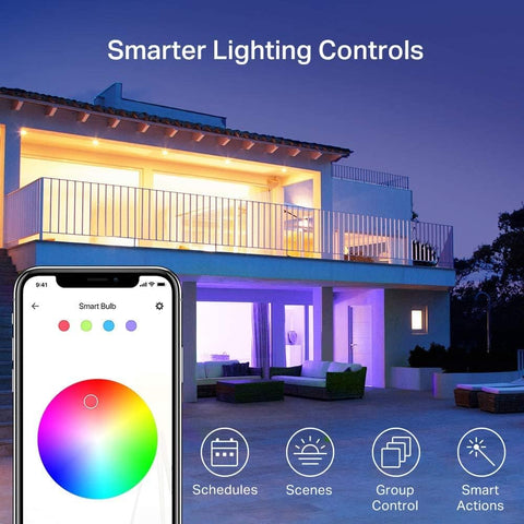 Light Bulbs, Full Colour Changing Dimmable Smart Wifi Bulbs Compatible with Alexa and Google Home, A19, 9W 800 Lumens,2.4Ghz Only, No Hub Required, 4-Pack (KL125P4), Multicolour