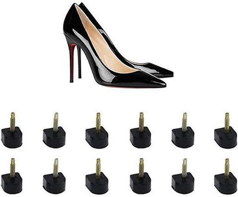 6 Pairs Black U Shaped Heel Tip Taps Heel Cap Replacement Shoe Repair Stiletto Dowel Heel Repair Cover for Women Lady Girls (Thick Pins-3Mm, 10Mm X 10Mm)