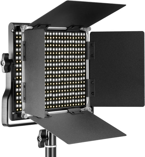 Professional Metal Bi-Color LED Video Light for Studio, Youtube, Product Photography, Video Shooting, Durable Metal Frame, Dimmable 660 Beads, with U Bracket and Barndoor, 3200-5600K, CRI 96+