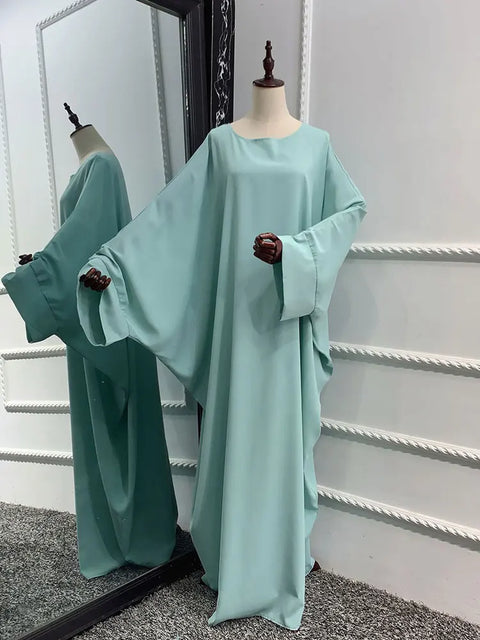 Plain Abaya Mulsim Ramadan Prayer Long Dress Women Nida Batwing Sleeve Hijab Robe African Dresses Islam Dubai Modest Abayas