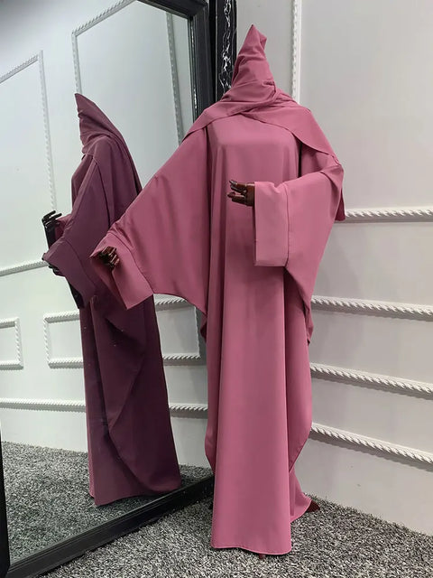 Plain Abaya Mulsim Ramadan Prayer Long Dress Women Nida Batwing Sleeve Hijab Robe African Dresses Islam Dubai Modest Abayas