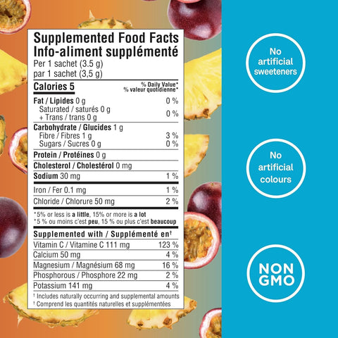 Electrolytes Powder- Pineapple Passionfruit Sachets- on the Go Hydration and Electrolyte Replenishment 3.5G X 20Ct