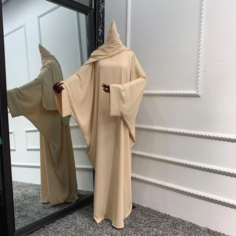 Plain Abaya Mulsim Ramadan Prayer Long Dress Women Nida Batwing Sleeve Hijab Robe African Dresses Islam Dubai Modest Abayas