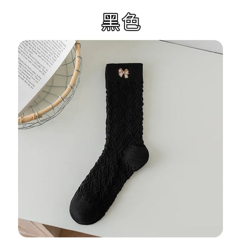 Socks Women'S Autumn Winter Bear Cute Cartoon Medium Socks Jacquard Sports Basketball Socks Cotton Stockings