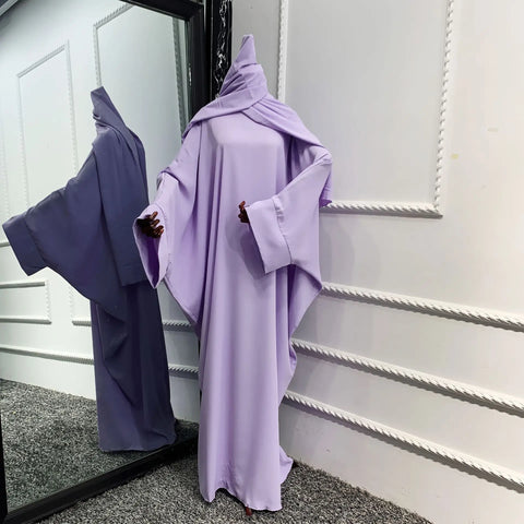 Plain Abaya Mulsim Ramadan Prayer Long Dress Women Nida Batwing Sleeve Hijab Robe African Dresses Islam Dubai Modest Abayas