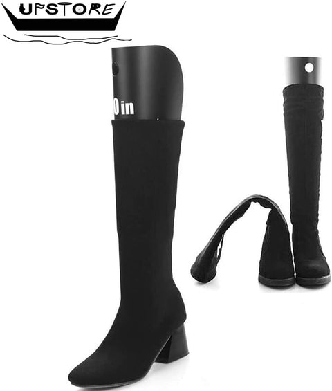 2Pairs Black Plastic Thicken Long Automatic Stand Support Shaper Shoe Trees Tall Short Boot Shaper Inserts Pads Knee High Shoes Thigh Boot Holder Hanger for Women Lady Most Shoes(14Inch/36Cm)