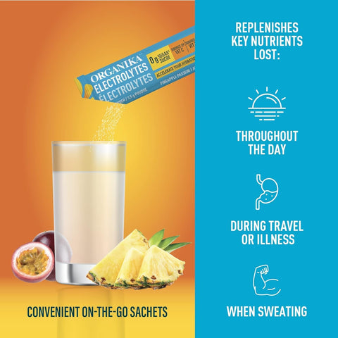 Electrolytes Powder- Pineapple Passionfruit Sachets- on the Go Hydration and Electrolyte Replenishment 3.5G X 20Ct